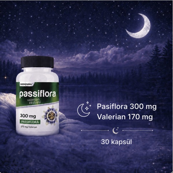 Green Farma Pasiflora & Valerian 30 Kapsül
